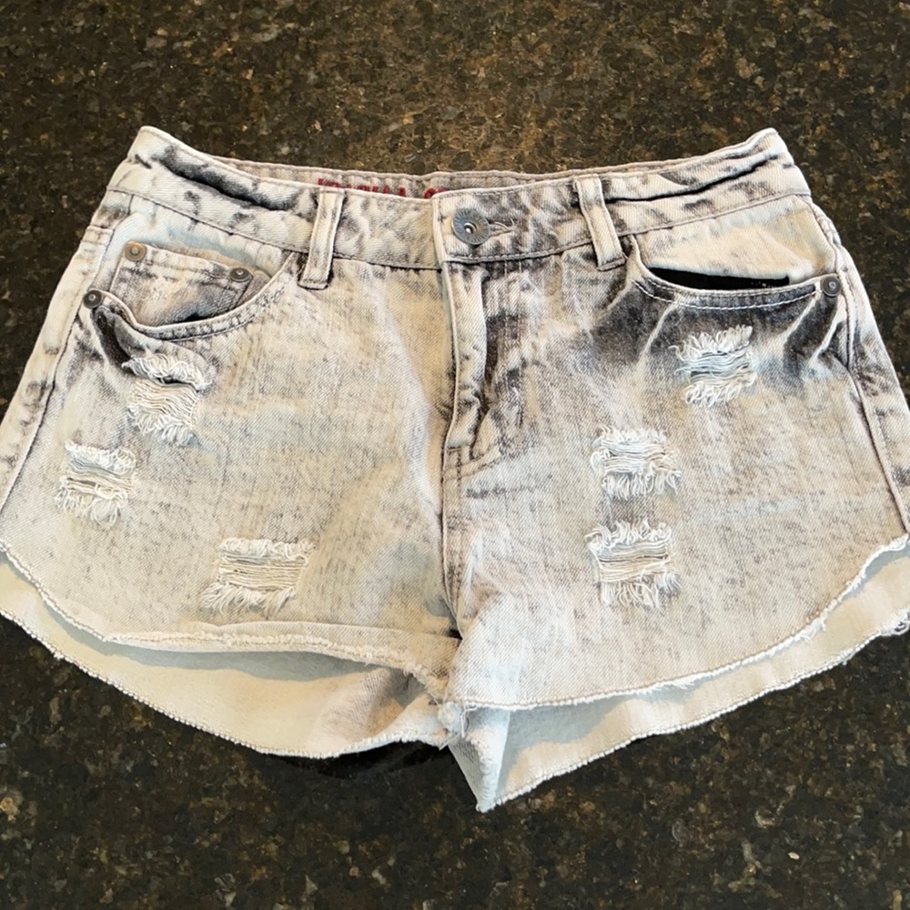 Acid wash cut off jean shorts